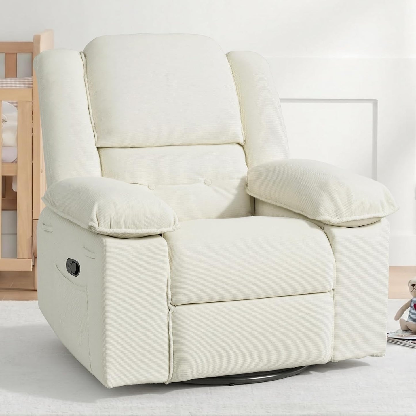Modern Rocker Recliner Chair with Cushioned Backrest Adults Massage Rocking Chairs Nursery 360 Swivel Glider for Living Room Bedroom Home Furniture