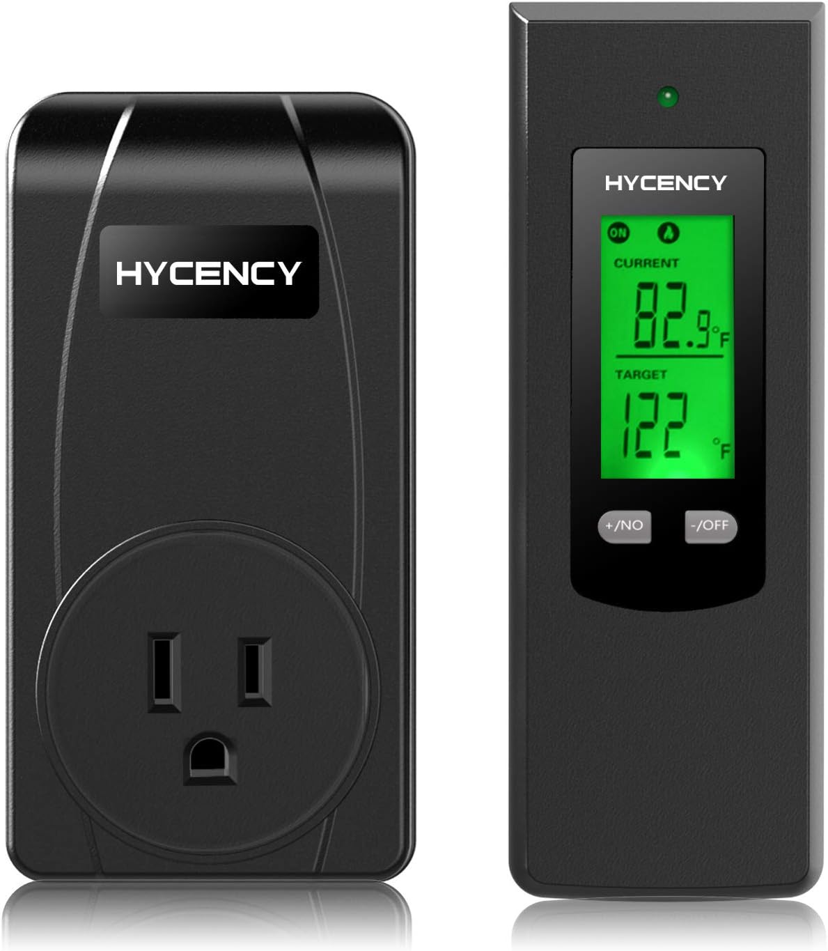 Wireless Plug in Thermostat Outlet, Electric Thermostat Controlled Outlet with Built-in Temperature Sensor Remote Control (Black)