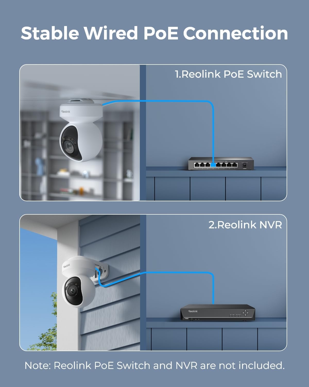 REOLINK 4K PoE Security Outdoor IP Camera with 355° Pan & 50° Tilt, Color Night Vision for Home Surveillance, Auto Tracking, Smart Detection, Two-Way Talk, 24/7 Recording, E1 Outdoor SE PoE
