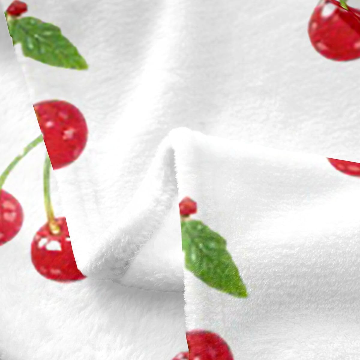 Cherry Flannel Fleece Throw Blanket, Cute Cherry All Season Bed Blanket Fresh Fruit Fuzzy Blanket for Boys Girls Women Men, Cartoon Cherry Bedroom Decor Plush Blanket Throw 50"x60"