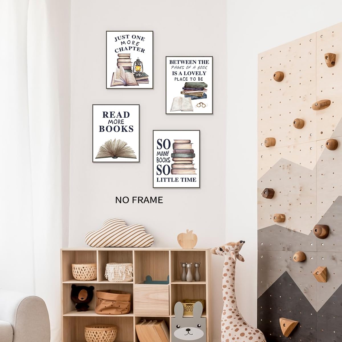 NIIORTY Vintage Reading Book Wall Art Set of 4 Canvas Prints 8x10 Inch Unframed Retro Posters Library Classroom Decor