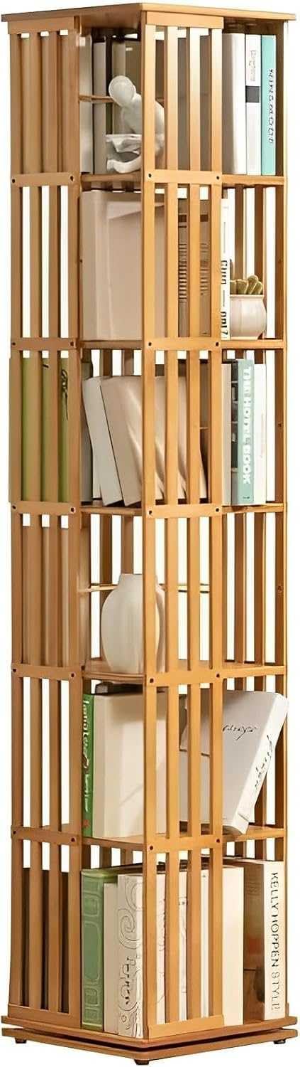 360° Rotating Bookshelf Tower - 5/6 Tier Revolving Bookcase, Versatile Floor Standing Storage Rack for Home, Office & Living Room - Stylish Book Organizer, Space-Saving Desi