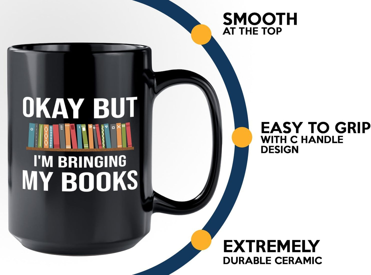 Book Lover Coffee Mug 15oz Black -Bringing My Books - Writer Editor Bookish Librarian Bibliophile Bookish Grammar Philosophers