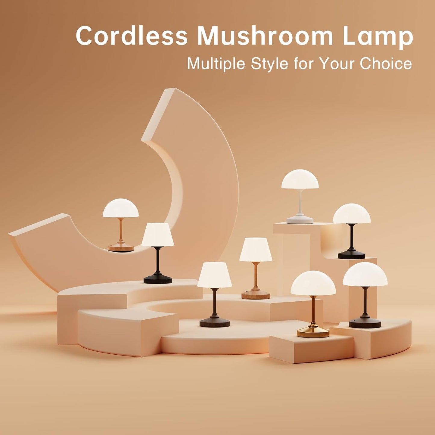 Mushroom Lamp Cordless Lamp Table Lamp,Outdoor Waterproof Shower Lamps,5000mAh Rechargeble Battery Operated Dimmable Touch Desk Lamps,LED Night Light for Bathroom Patio Camping Restaurant