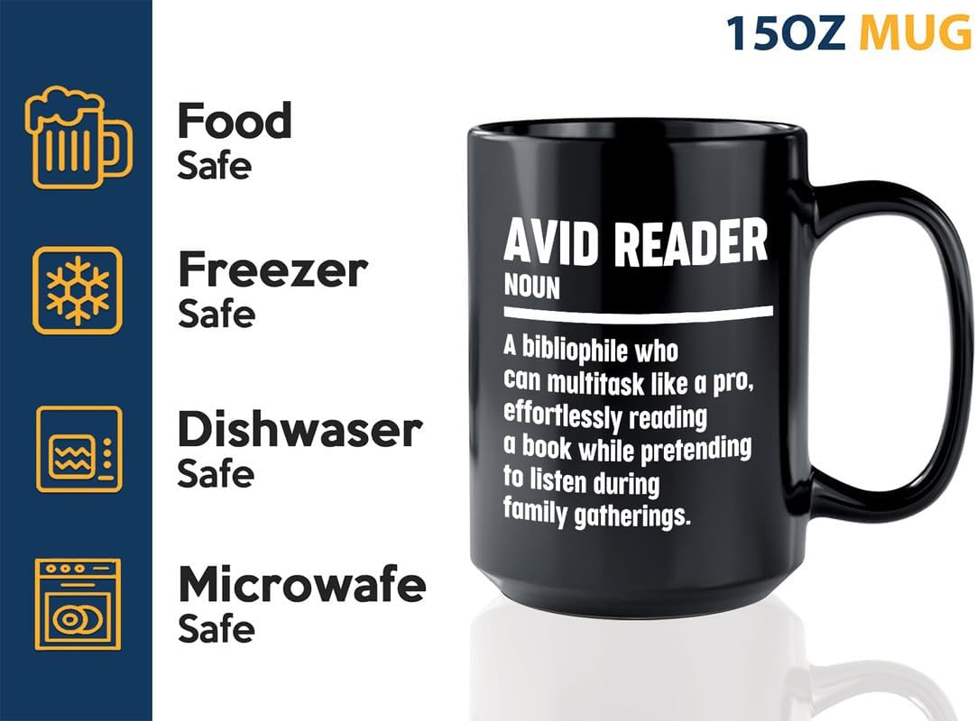 Book Lover Coffee Mug 15oz Black - Effortlessly Reading - Book Lover Gifts For Women Book Club Book Lovers Gifts Bookworm Book Reader Gifts