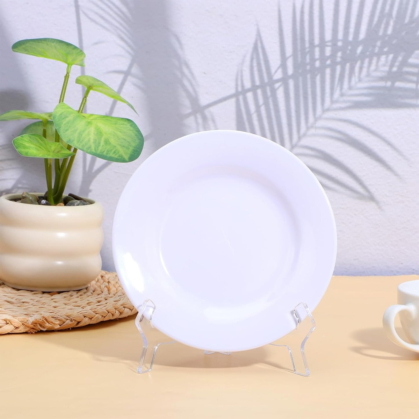 2 Pcs Acrylic Plate Stands, 6.3" Clear Decorative Plate Holder, Folding Easel For Card, Frame, Picture, Magazine, Book, CD, Tables Decoration