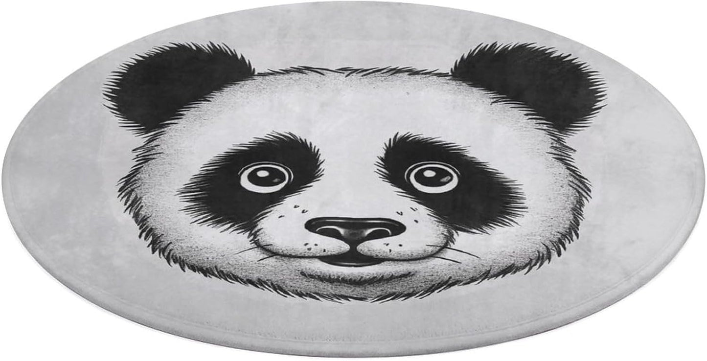 Anime Panda Face Circle Rug Retro Luxury Coral Velvet Floor Mat Non Slip Soft Indoor Floor Carpet Comfy Thickened Area Rugs Modern Aesthetic Minimalist Carpets for Home Decor