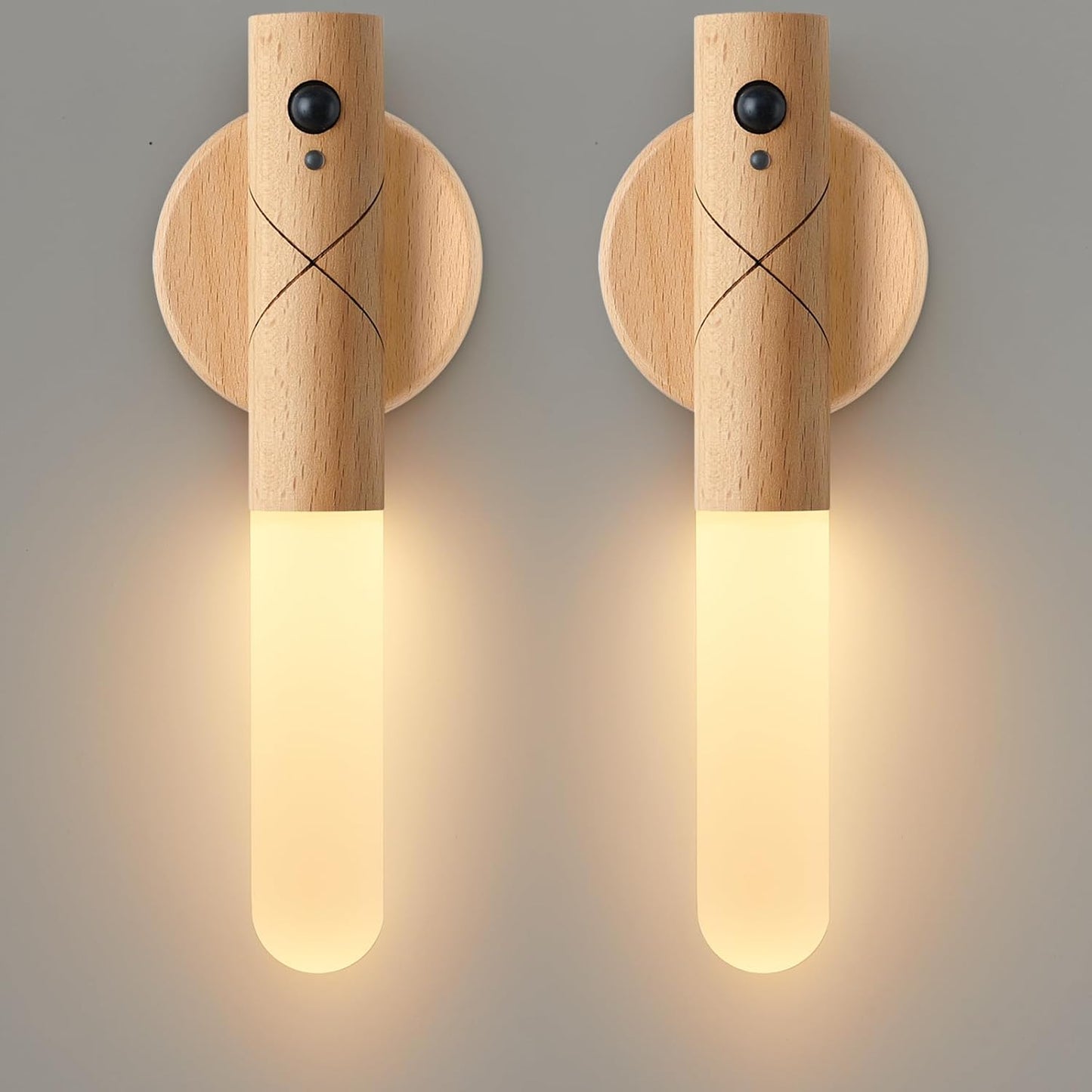 Battery Operated Wall Sconce Set of Two, Motion Sensor Night Light Magnet Body Rechargeable Battery Operated Wall Lights, Peel and Stick Sconce Lights for Bedside Stair