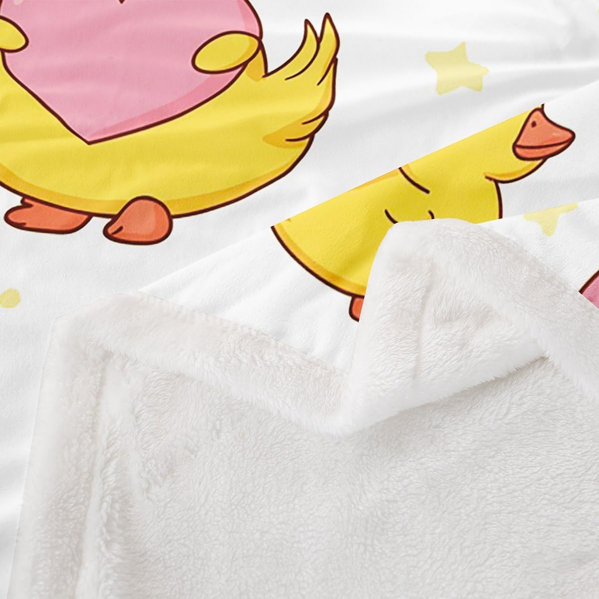 Erosebridal Duck Lover Blanket Funny Duck Animals Throw Blanket Queen for Boys Kids Teens Stars Love Heart Print Fleece Blankets Romantic Cute Themed Sherpa Blankets