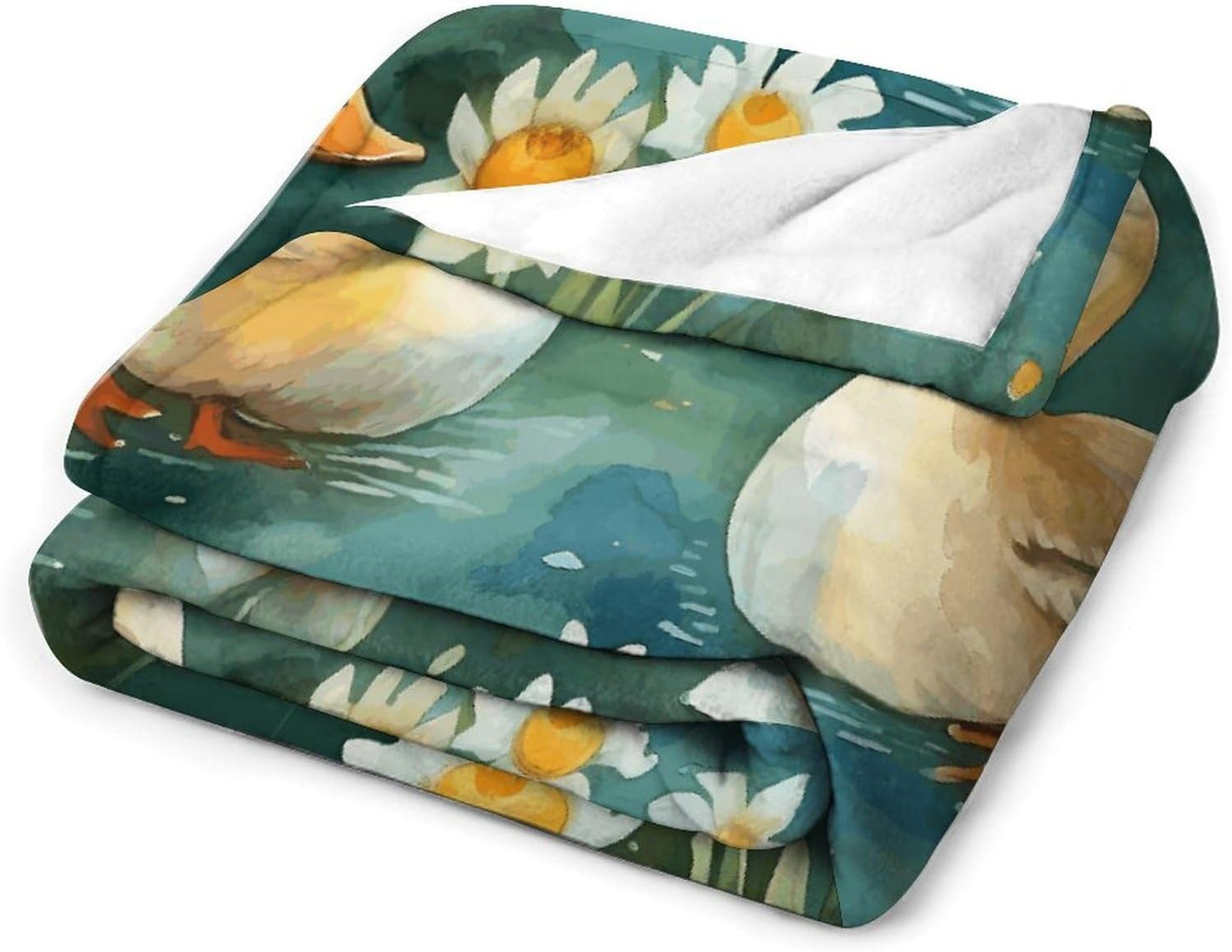 Hand Drawn Duck Throw Blanket for Couch Super Soft Warm Lightweight Throw Blankets Cozy Flannel Bed Blanket Cute Decorative Blankets for All Seasons Home Decor Gift 30"*40"（76 * 100cm）