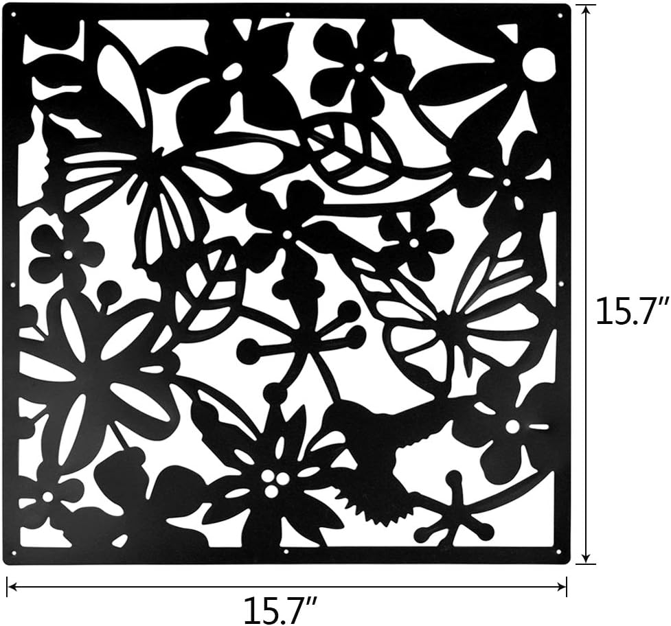 ANMINY 24 PCS Hanging Room Divider Flower Carving Pattern Panels Decorative Wall Screen Panel Hollow Out Design for Living Dining Room Kitchen Bedroom Office Bar Restaurant Home Hotel Decor - Black