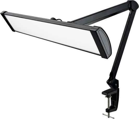 Ultra Bright 2300 Lumens Professional Eye Care LED Desk Lamp - Adjustable Brightness, Dimmable Modern Task Light with Clamp for Home Office, Beauty, Crafting, Workbench (Daylight, Dimming, Black)