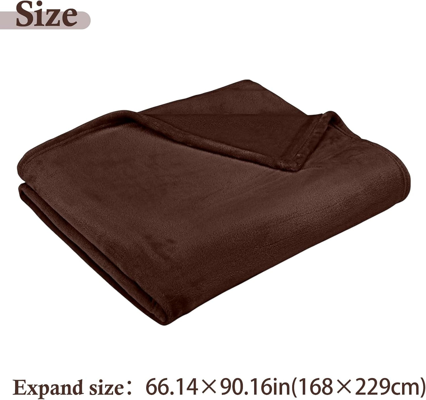 Plush Velvet Throw Blanket 66" x 90", Large Soft Warm Microplush Blanket for Couch & Bed, Cozy Fuzzy Winter Throw – Chocolate Brown