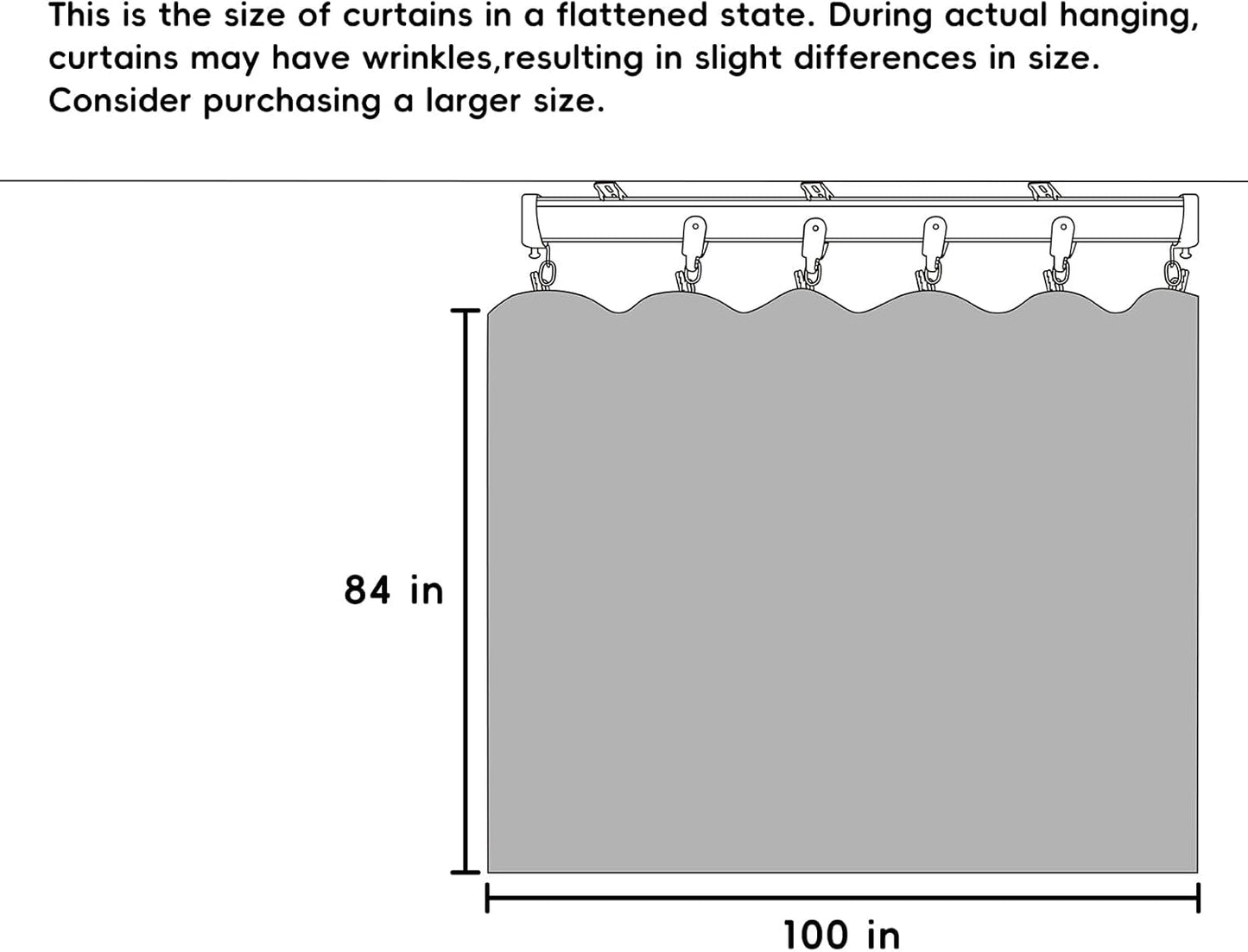 Room Divider Curtains Blackout Floor to Ceiling Curtain with Hook Wall Mount Sliding Door Curtains Ceiling Mount Extra Wide Curtain Wall Divider for Room Separation (Black, W100 x H84 Inch)