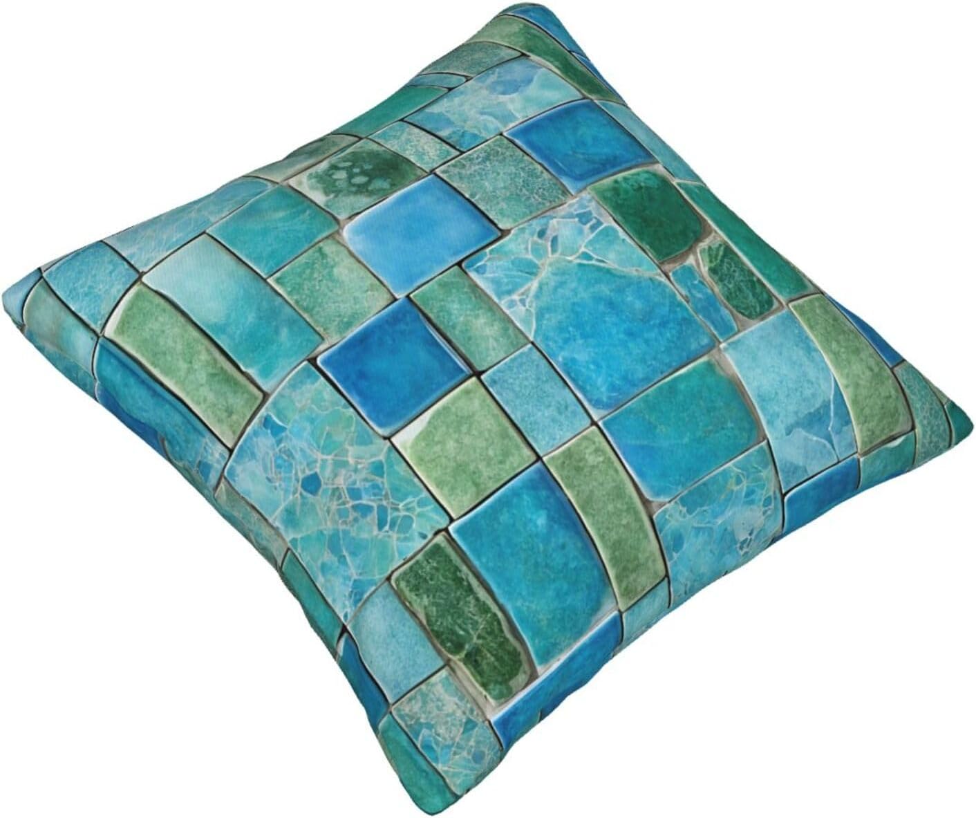 All-Season Square Pillow Covers 18"X18", Marble, Decorative Throw Pillow Covers for Sofa Bed Couch, Hidden Zipper Cushion Cover, Square Lumbar & Accent Pillowcases for Home Decor