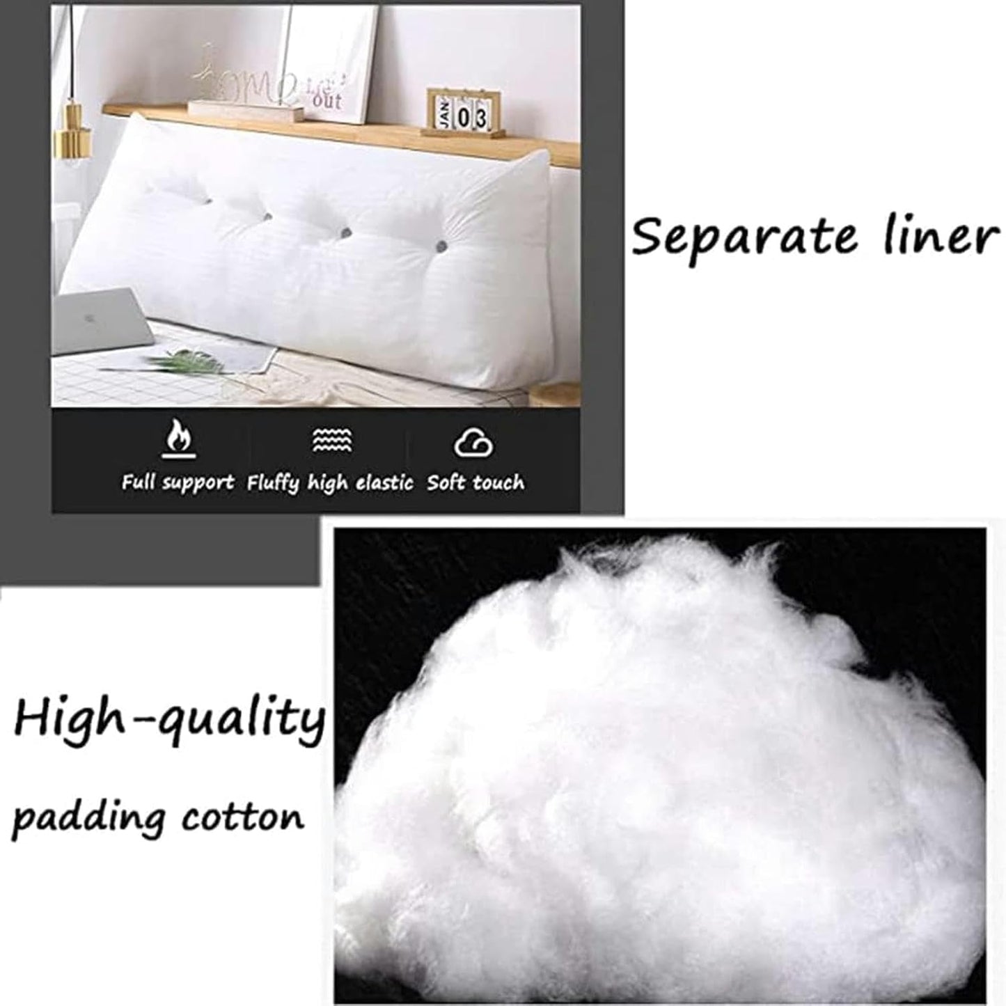 FLTRGO Triangular Headboard Pillow, Solid Color Triangle Cushion Reading Pillow, Large Bolster Positioning Support Wedge Pillow for Daybed Bed with Removable Cover