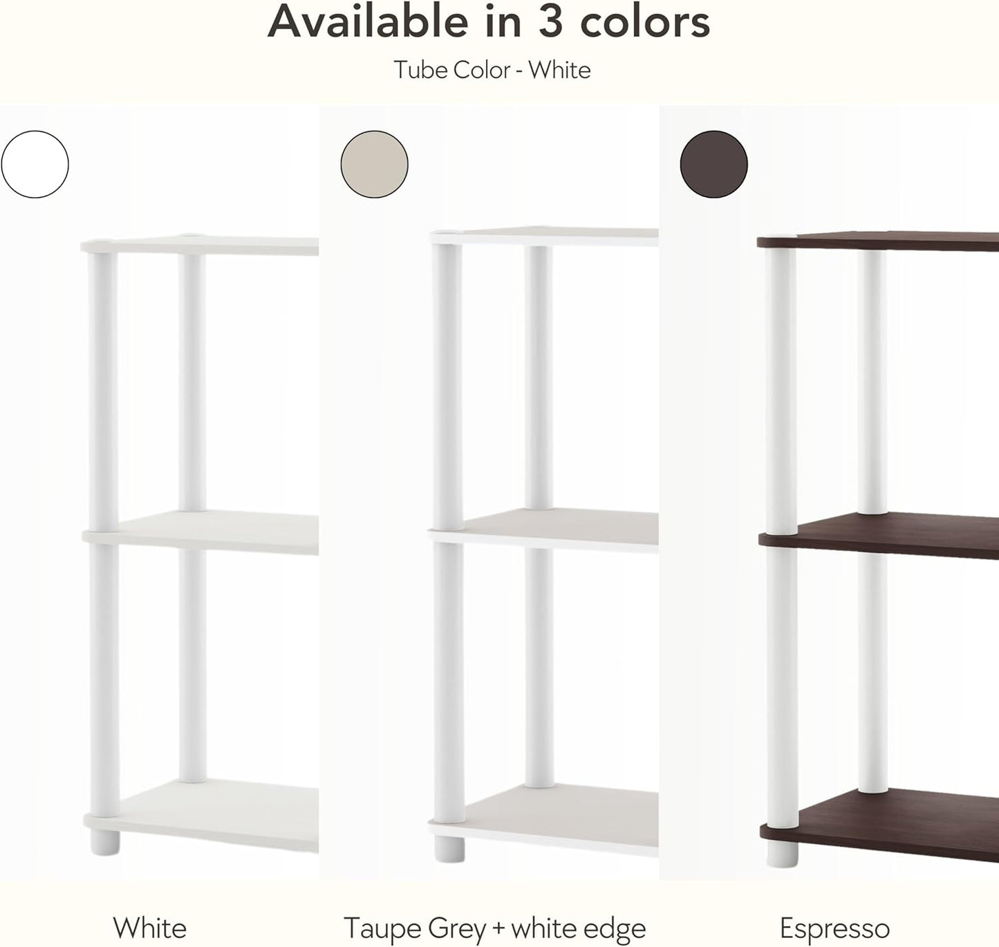 Homes: Inside + Out Apexa Modern 3-Tier Narrow Shelving Units, Collectibles Display Shelves, Easy Assembly Standing Shelf, Home Storage Organizer for Living Room, Bedroom, Office, Espresso