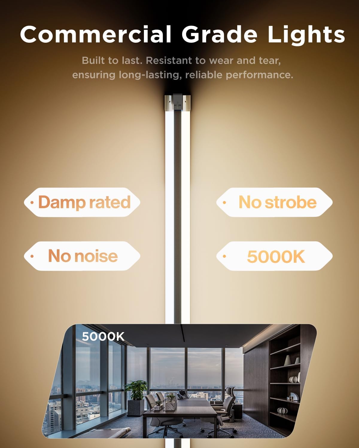 Sunco 6 Pack LED Shop Lights for Workshop 4FT, Linkable Garage Lighting, 4500 LM, 40W (150W Equivalent), 6000K Daylight Deluxe, Surface + Suspension Mount, 48 Inch Integrated Fixture, White