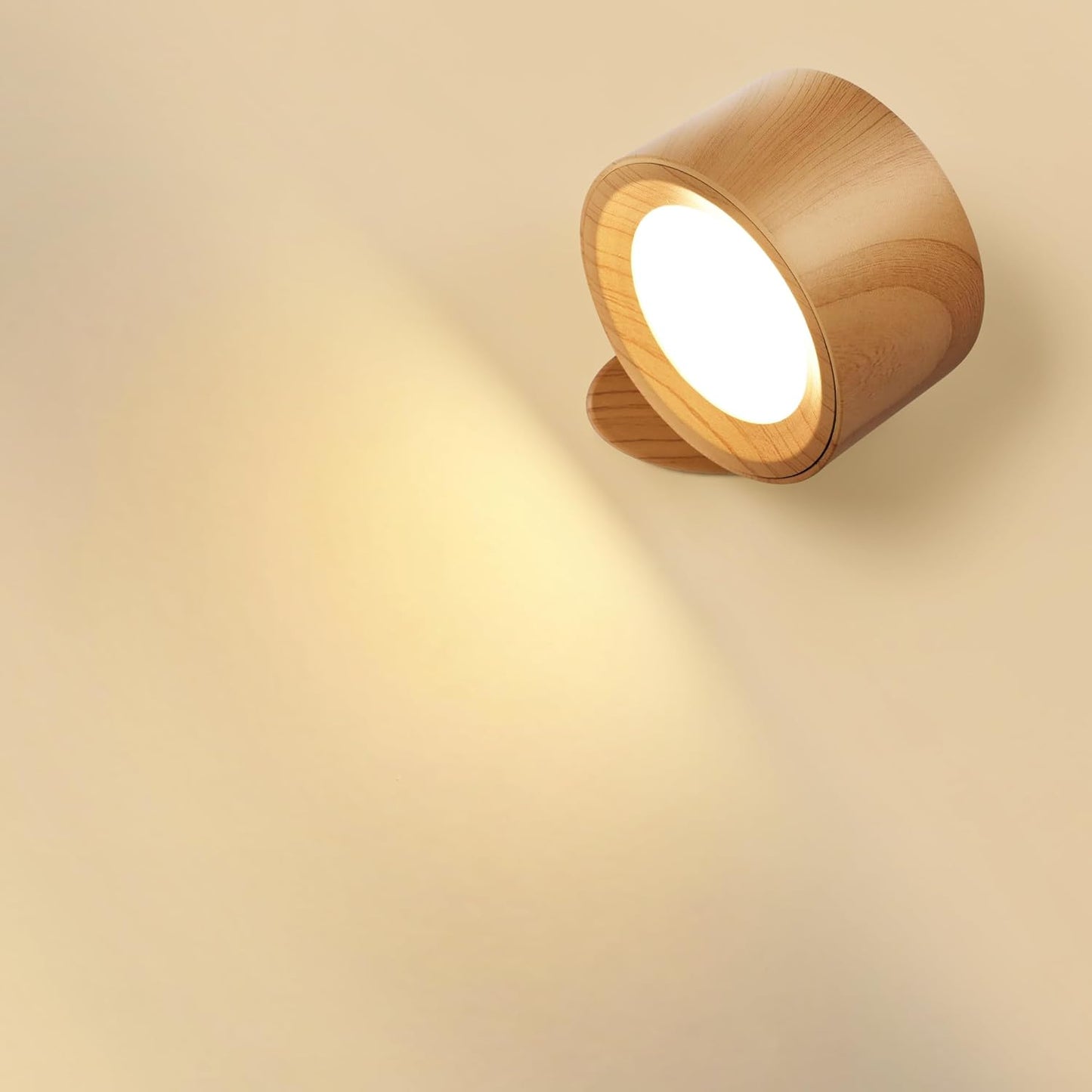 Wall Mounted Lamp LED Wall Lights with Rechargeable Battery Operated, 3 Color Temperatures & 3 Brightness Levels 360°Rotate Magnetic Ball, Cordless Sconces for Bedroom Reading Bedside,Wood-1 Pack