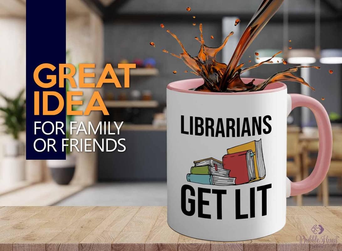 Book Lover 2Tone Pink Mug 11oz - Librarians get lit - Gifts for Book Club Readers Book Nerd Librarians Book Worm Bookish