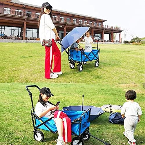 Portable Camping Cart,Outdoor Folding Utility Wagon Folding Camping Cart Garden Cart Portable Rolling Beach Outdoor Transport Vehicle Double Brakes 85 X 50 X 28cm Load-Bearing 80