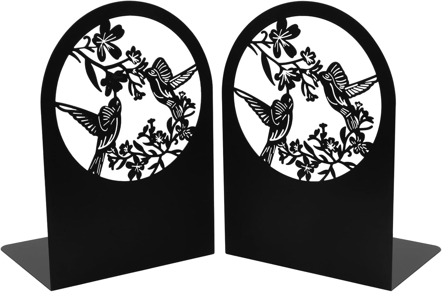 Chinese Style Bird with Flower Bookends Hummingbird Book Ends Shelves Organizer Metal Book Stands Journal Book Holder Reading Decorative Bookends Book Stoppers for Office Home School Library