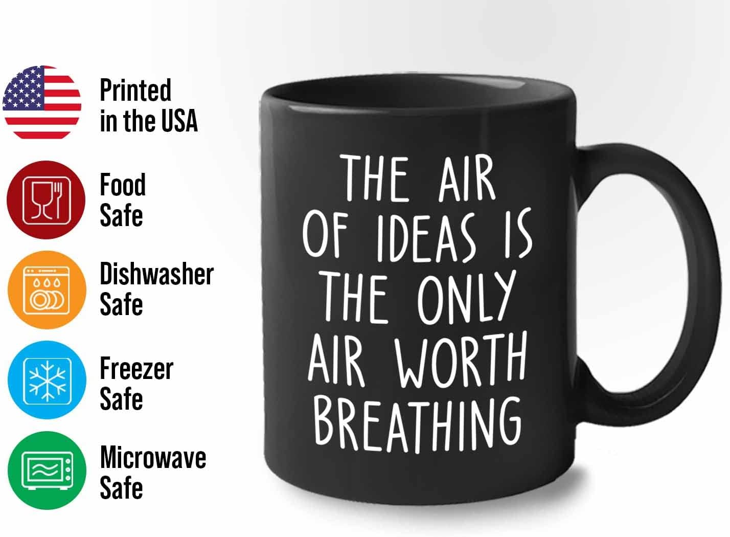 Bubble Hugs Writer Coffee Mug 11oz Black - The air of ideas is the only air worth breathing - Reading Book Lover for Bookworm Bibliophile Librarians Author Readers Bookish
