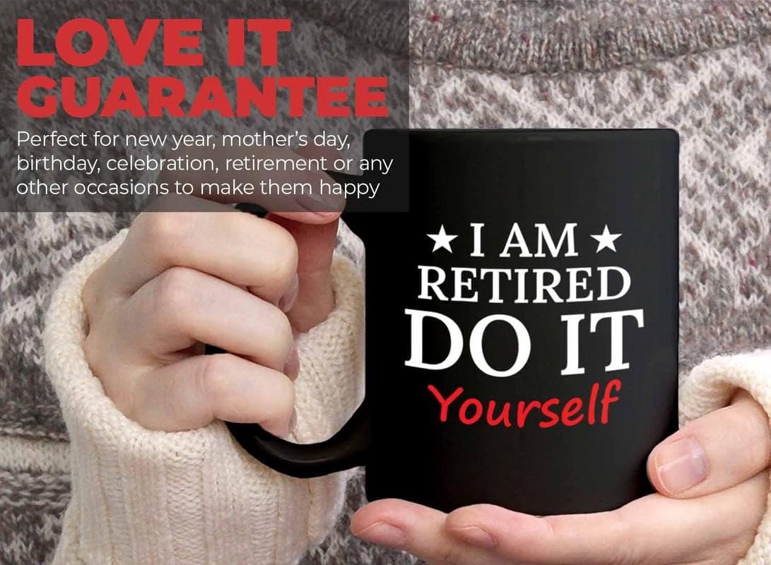 Retirement Coffee Mug 11oz Black - Retired Do It Yourself - Funny Retired Vintage Gift For Coworker Grandpa Dad Book Lover Librarian Bookworm Writer Reader
