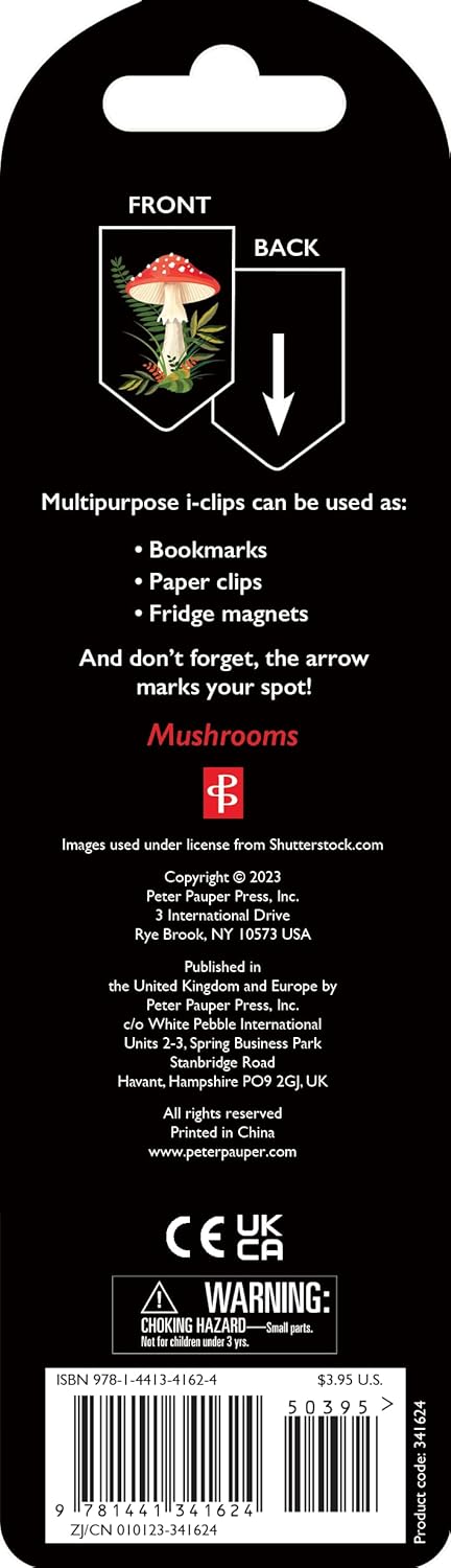 Mushrooms i-Clips Magnetic Page Markers (Set of 8 Magnetic Bookmarks)