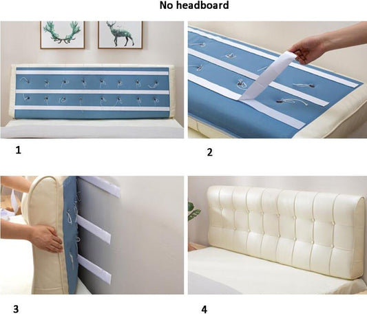 Headboard Bedside Cushion Pads Large Back Sponge Filling Do Not Collapse Easy to Clean, 4 Colors, 8 Sizes (Color : 2#-No headboard, Size : 190cm)