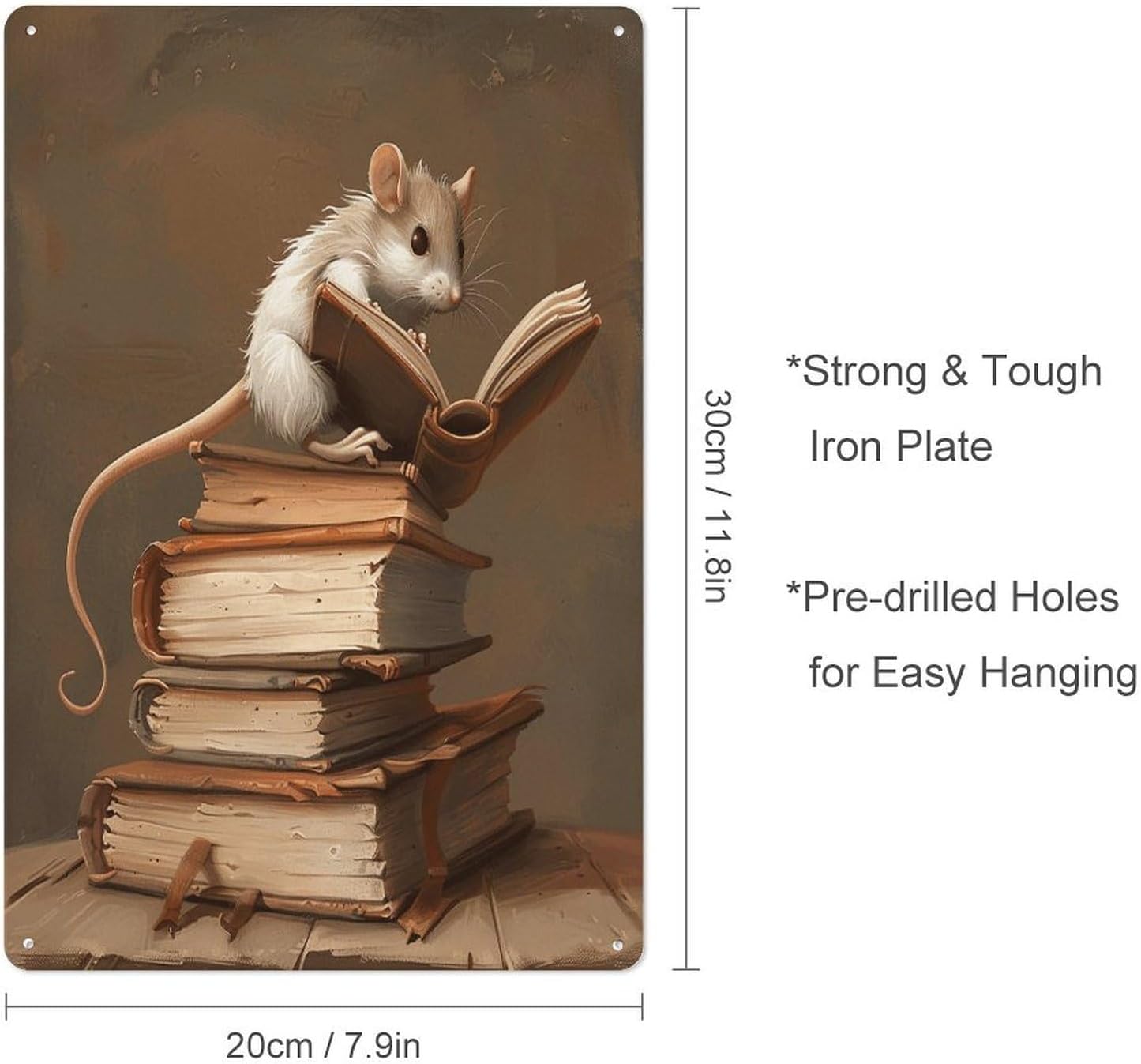 QMNVBDS Reading A Book Metal Signs Hanging Poster Vintage Hanging Photo Art Home Decor Hanging Picture Display Wall Decorations Art Hanging Poster for Coffee Wall