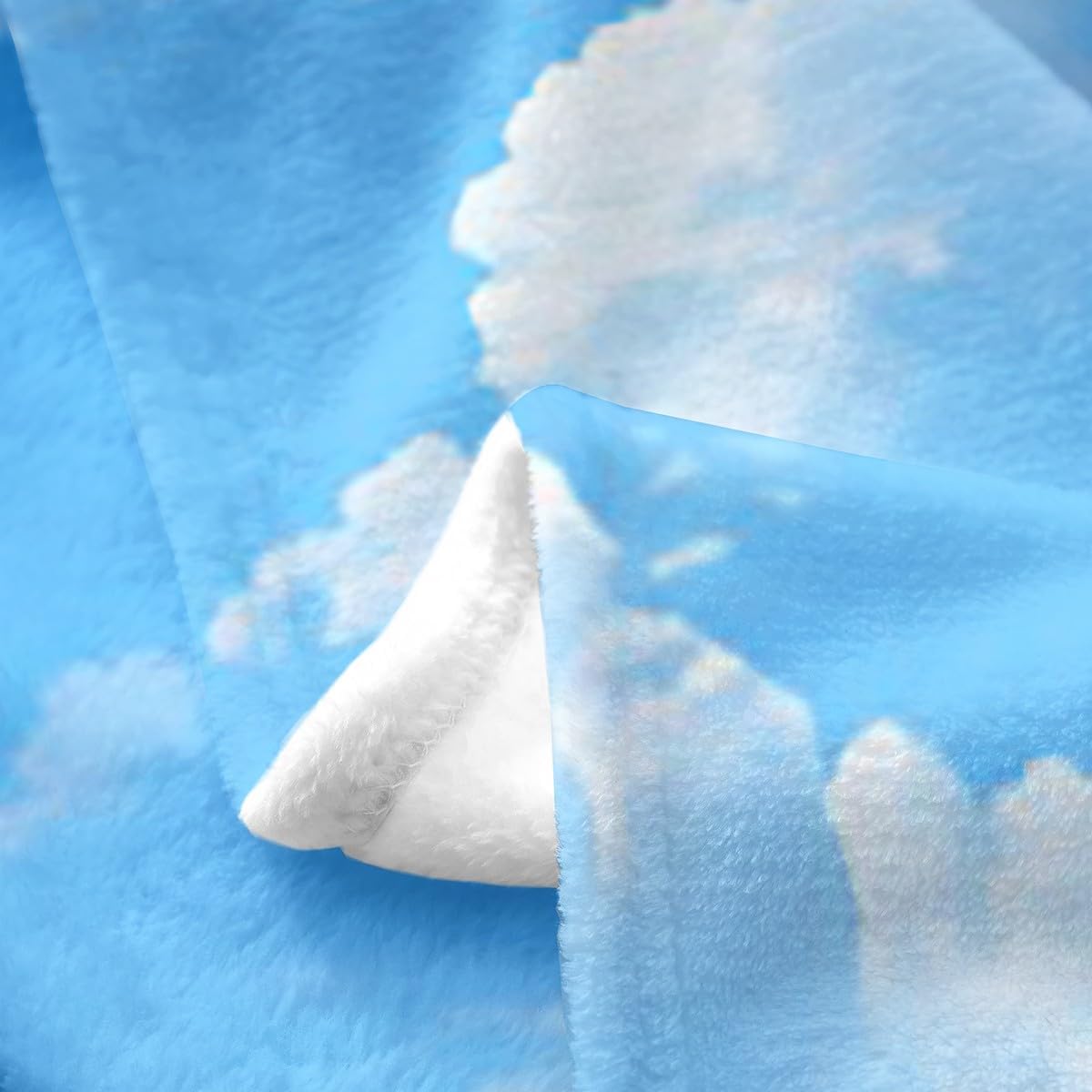 Blue Sky Kids Throw Blanket White Cloud Print Watercolor Bed Blanket for Bed Couch Natural Scenery Painting Bed Blanket Soft Warm Lightweight for Adults，Throw (50x60 Inches)