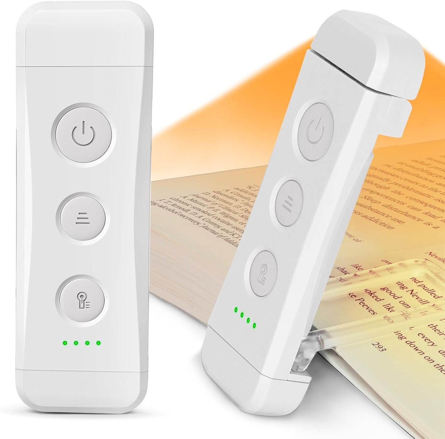 Glocusent USB Rechargeable Book Light for Reading in Bed, Portable Clip-on LED Reading Light, 3 Amber Colors & 5 Brightness Dimmable, Compact & Long Lasting, Perfect for Book Lovers (White-Pro Max)