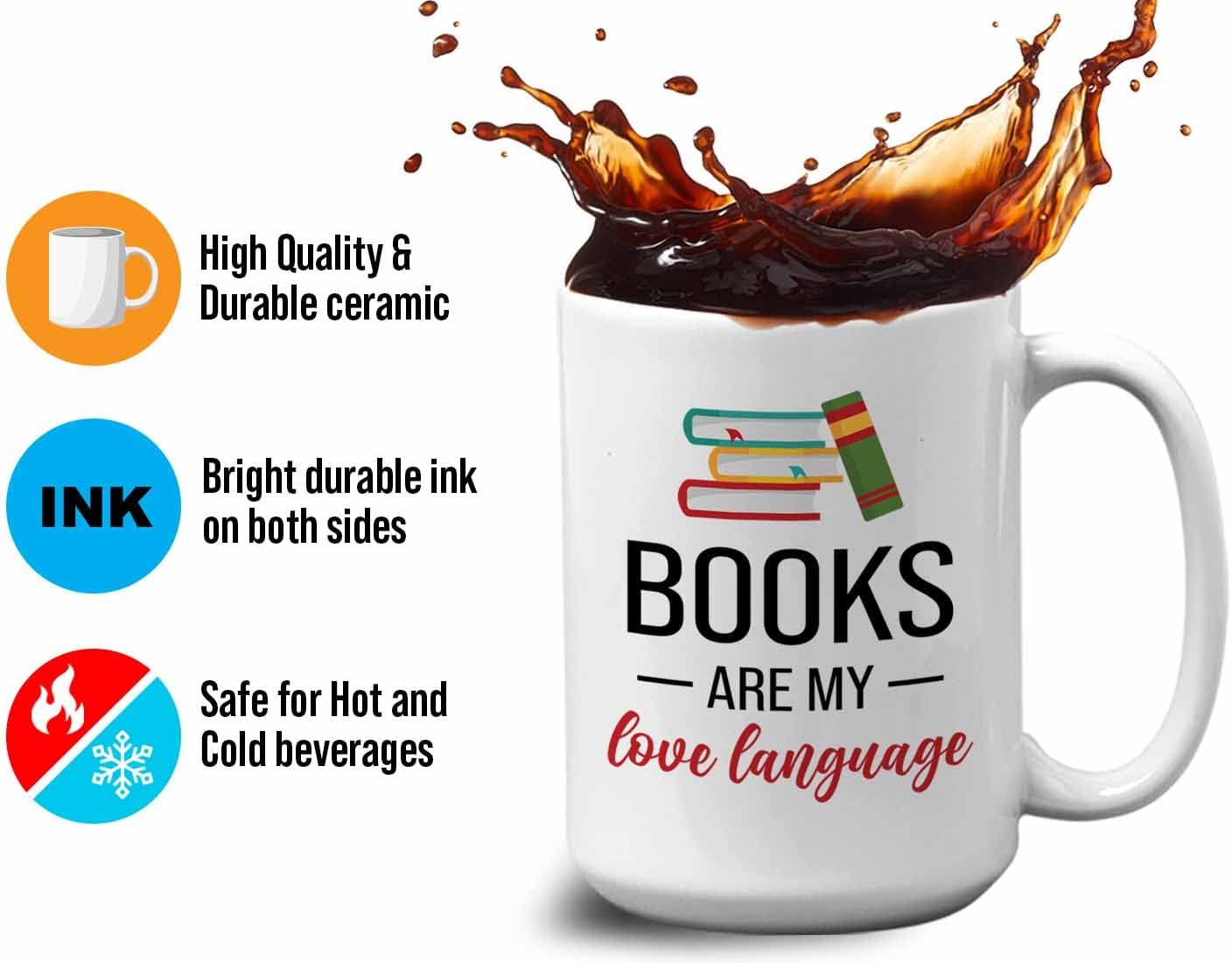Bubble Hugs Book lovers Coffee Mug 15oz White - Books My Love - Author Writer Library Library Editor Introvert Book Lovers Cat Lover Chill Relax Bookworm Reading