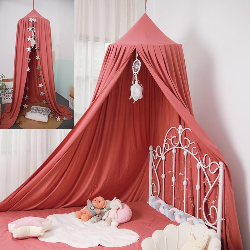 Princess Bed Canopy for Girls, Extra Large Hanging Canopy for Bed, Dreamy Play Tent for Girls Room Bedroom Decoration, Breathable Canopy Bed Curtain for Children Reading Nook - Rose Red