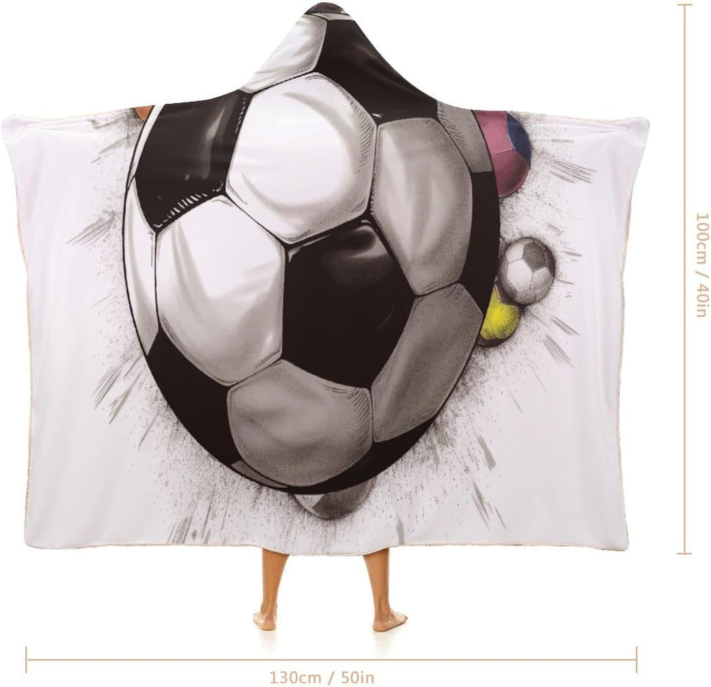 Soccer Drawing Oversized Blanket Hoodie Fleece Wearable Blanket Sweatshirt Blankets Warm Cozy Robe Gift-