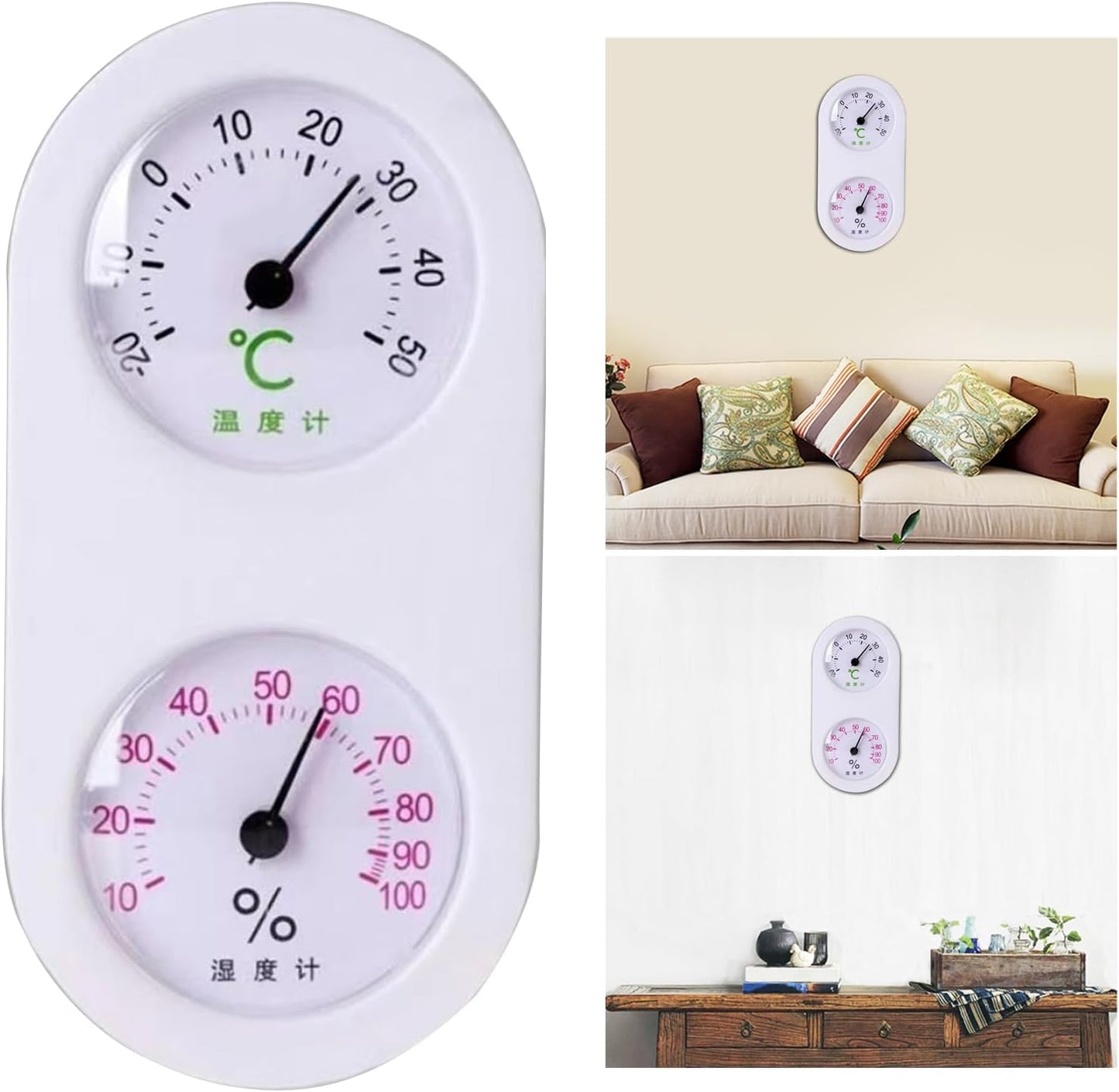 Mechanical 2 in 1 Thermo-Hygrometer HighAccuracy Hygrometer Thermometer Wall Mounted for BabyRoom, Greenhouses