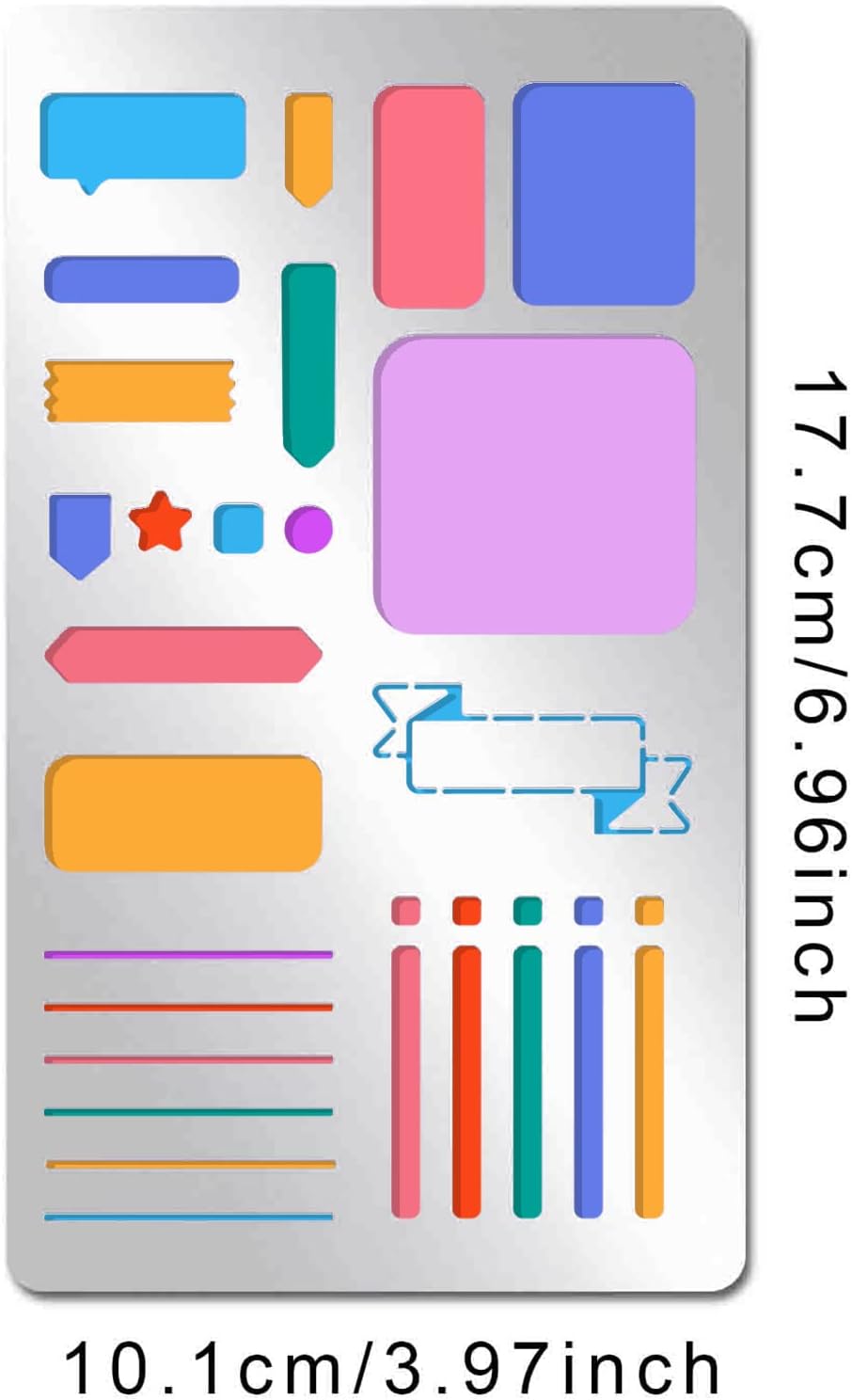 INFUNLY Bookmark Metal Journal Stencil Planner Stencils 4X7 Inches Stainless Steel Painting Stencils Kit Metal Frame Drawing Stencil Templates for DIY Engraving Painting Scrapbooking