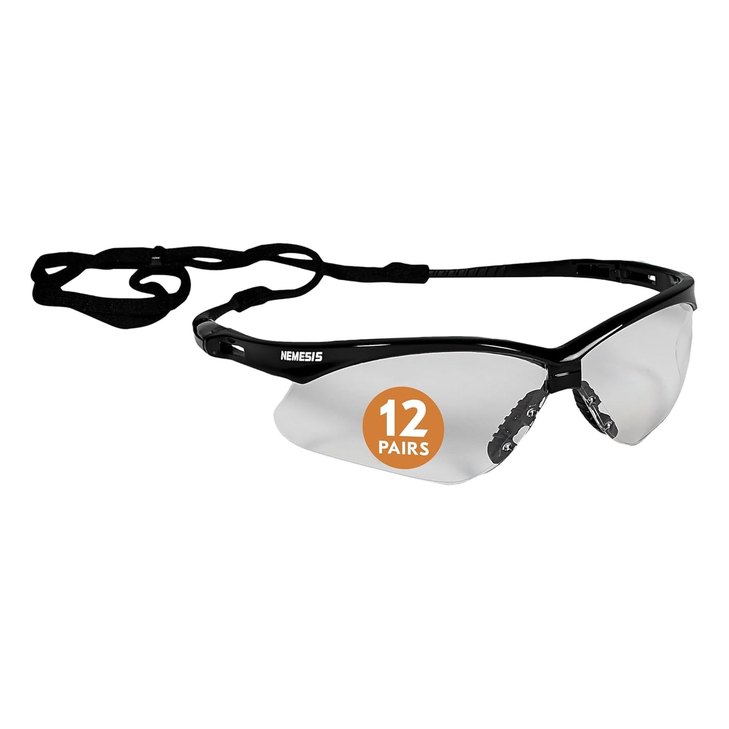 KleenGuard™ V30 Nemesis™ Safety Glasses (25676), Clear Lenses, Black Frame, Unisex Eyewear for Men and Women (12 Pairs/Case)