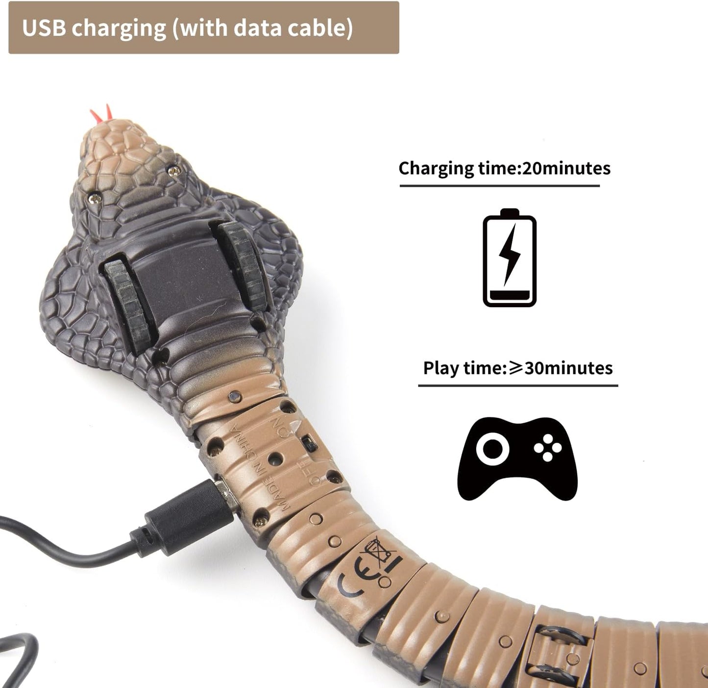 Remote Control Snakes Realistic Rc Snake Prank Cobra Rechargeable Smart Sensing Cat Toy with Infrared Controller Reptile Toys, Cool Gag Gifts or Christmas Birthday Gift for Boys Girls Ages 6+