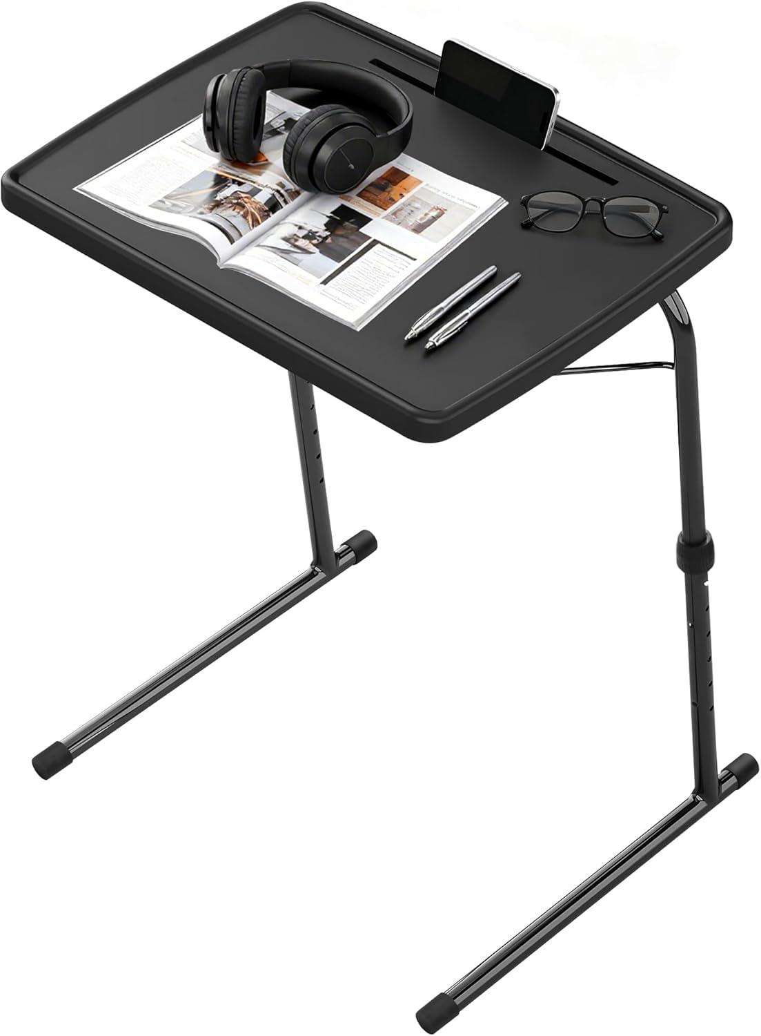 Max XL Pro Adjustable Folding TV Tray Table, XL Large Portable TV Table with 6 Height Adjustable, Laptop, Snacks, Black