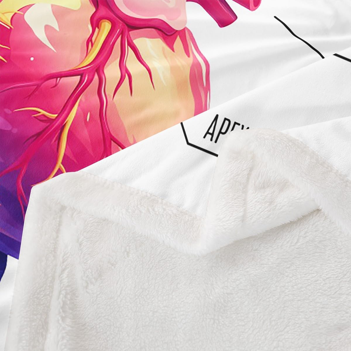 Feelyou Heart Print Fleece Blanket for Sofa Chair Couch Human Heart Anatomy Pattern Sherpa Blanket Decorative Medical Science Style Plush Throw Blanket Body Organs Warm Fuzzy Blanket Throw 50"x60"
