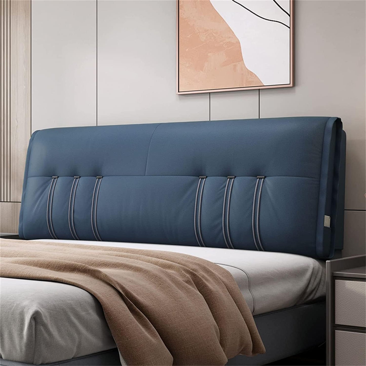 King Size Upholstered Wedge Pillow Support Backrest Cushion,Bedside Headboard Cushion Reading Pillow Removable Cover(Size:No headboard 78.7"/200cm,Color:B)