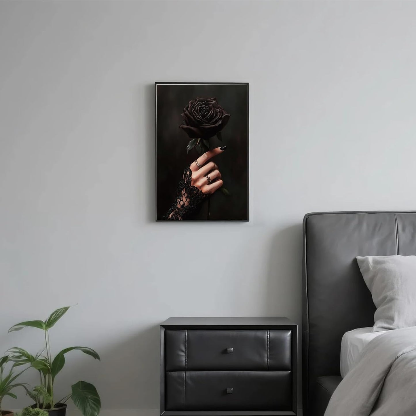 CDLJL Gothic Wall Art Romantic Wall Art Vintage PosterGothic Black Rose & Lace Hand 16X24inch Unframed Victorian Witchy Aesthetic Poster Dark Print for Gallery Living Room Bedroom Home Decoration