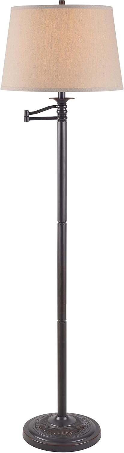 Kenroy Home 32215CBZ Riverside Swing Arm Floor Lamp with Copper Bronze Finish, Classic Style, 59" Height, 24" Width, 18.625" Depth , Small