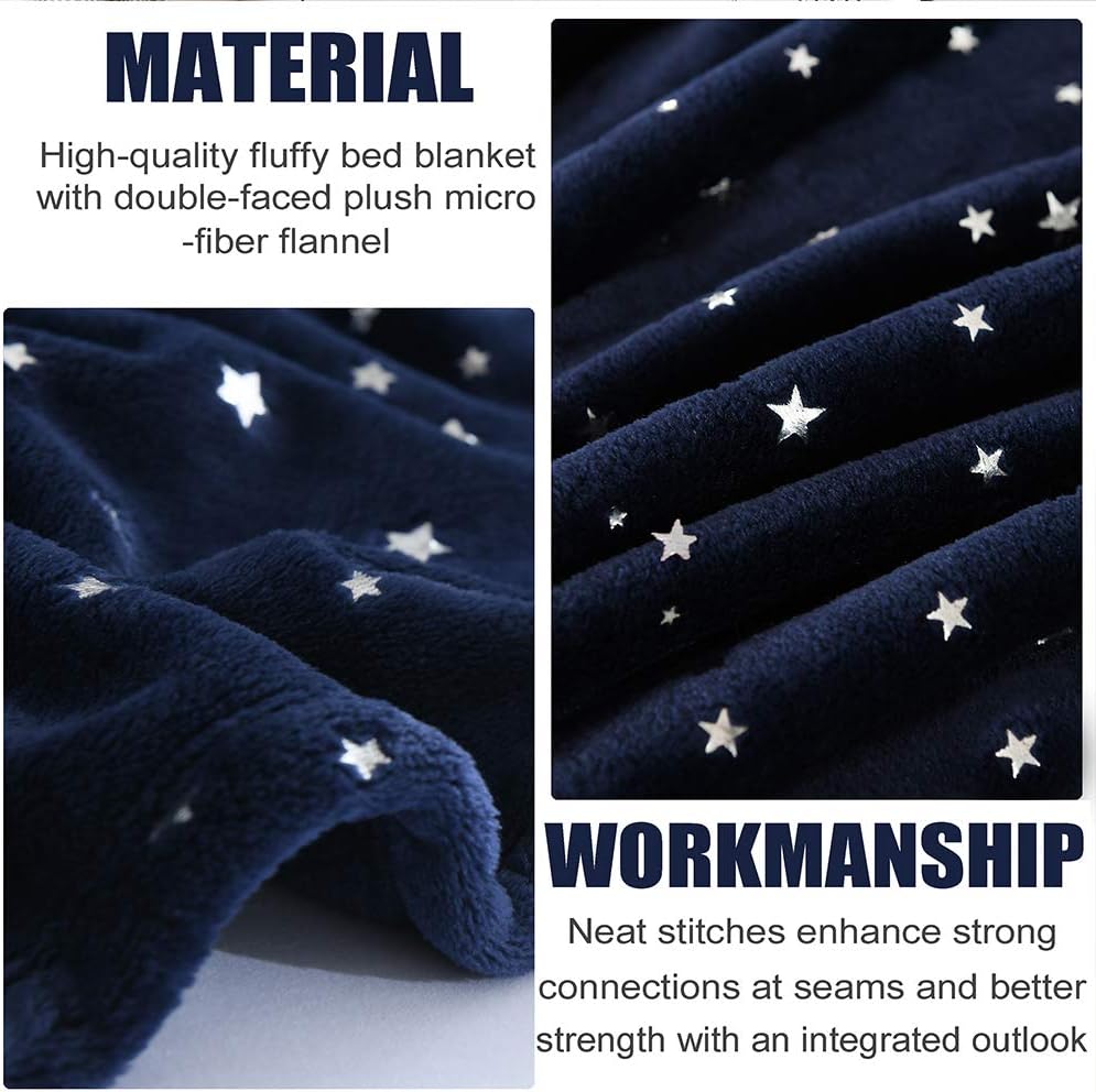 NANPIPER Throw Blanket, Ultra Soft Thick Microplush Bed Blanket, All Season Premium Fluffy Microfiber Fleece Throw for Sofa Couch (Throw Size 90"x90", Navy Blue)