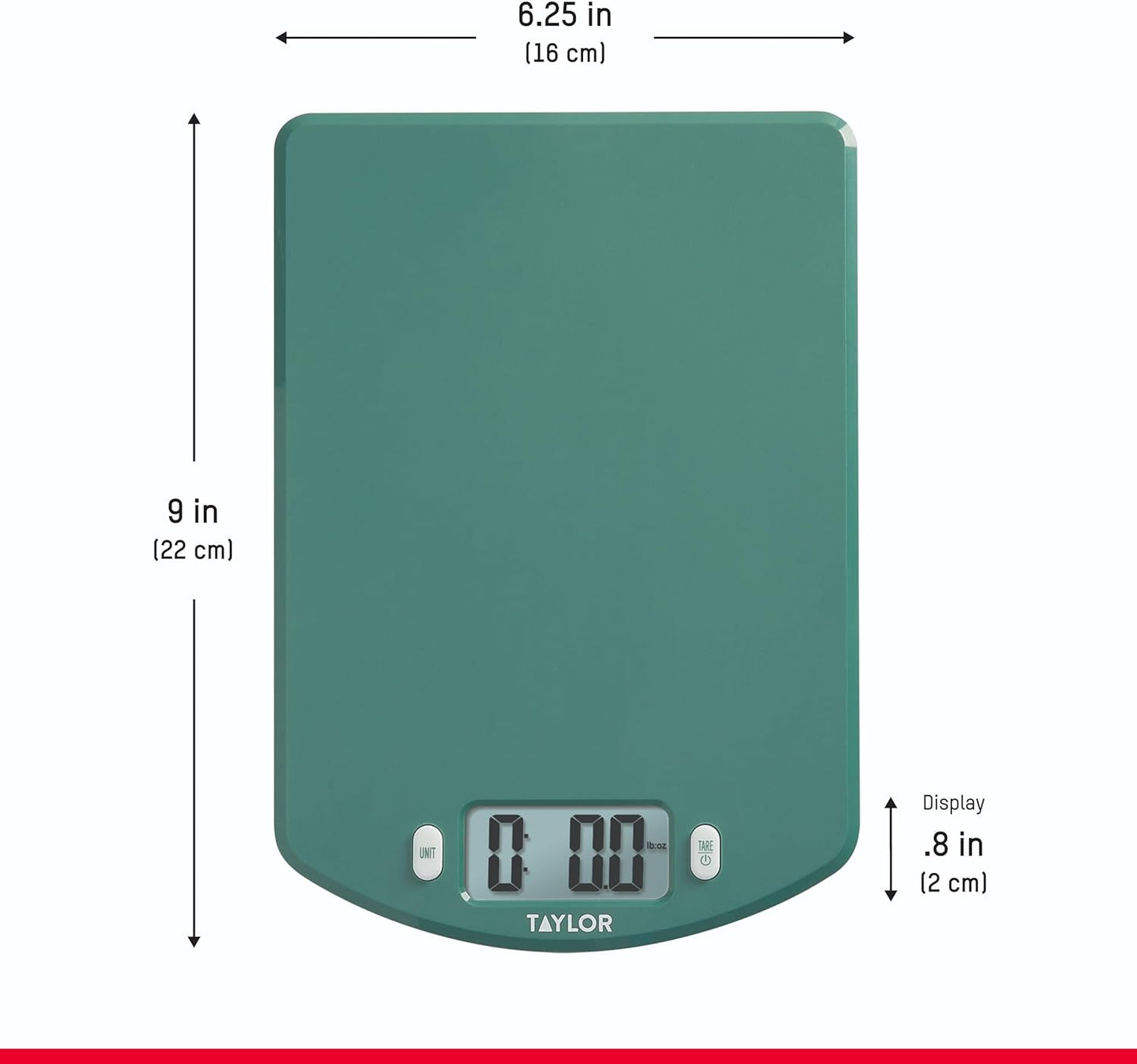 Taylor Digital Ocean Bound Plastic Kitchen Food Scale, 11 Pound Capacity, Teal