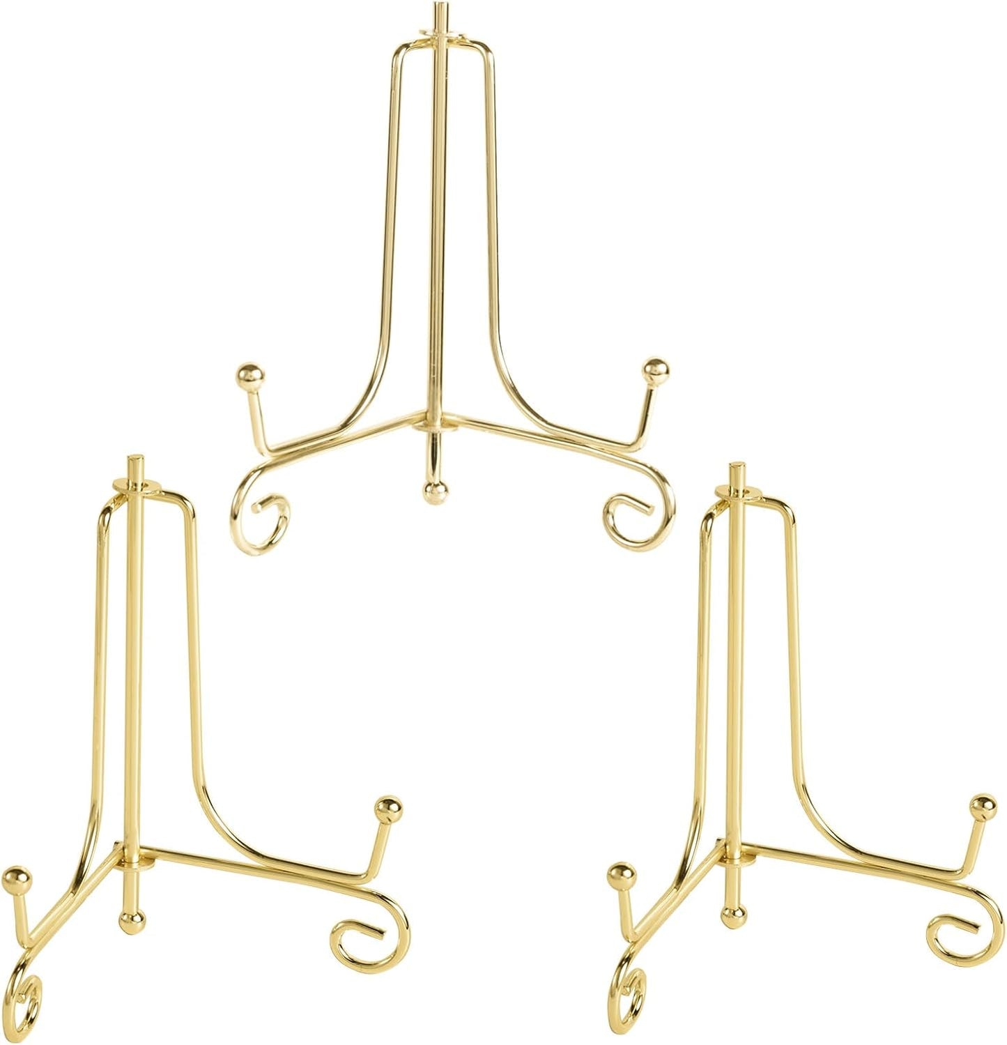 3pcs Plate Holder Easel Display Stand, 4.17x2.56in/10.6x6.5cm Metal Displaying Stand Table Decorative Easel for Tabletop Picture Frames Photos Wedding Cards Sign Posters Cavas Decorative(Gold )