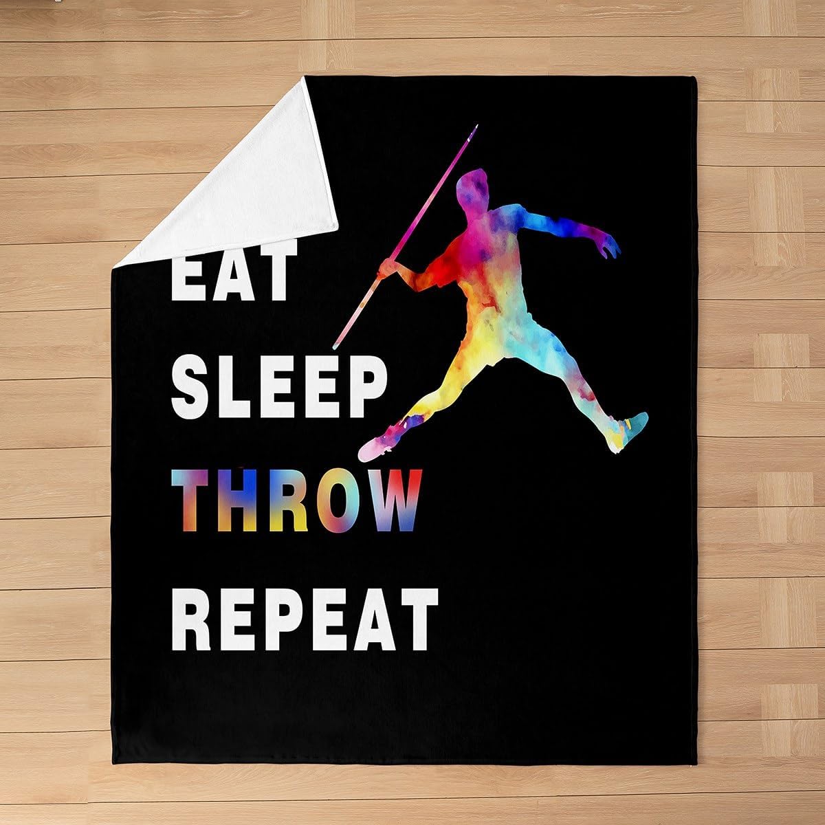 Feelyou Javelin Throwing Flannel Fleece Throw Blanket 40"x50" Kids Ball Gaming Plush Blanket for Boys Girls Teens Eat Sleep Throw Fuzzy Blanket Sports Theme All Season Bed Blanket Home Decor