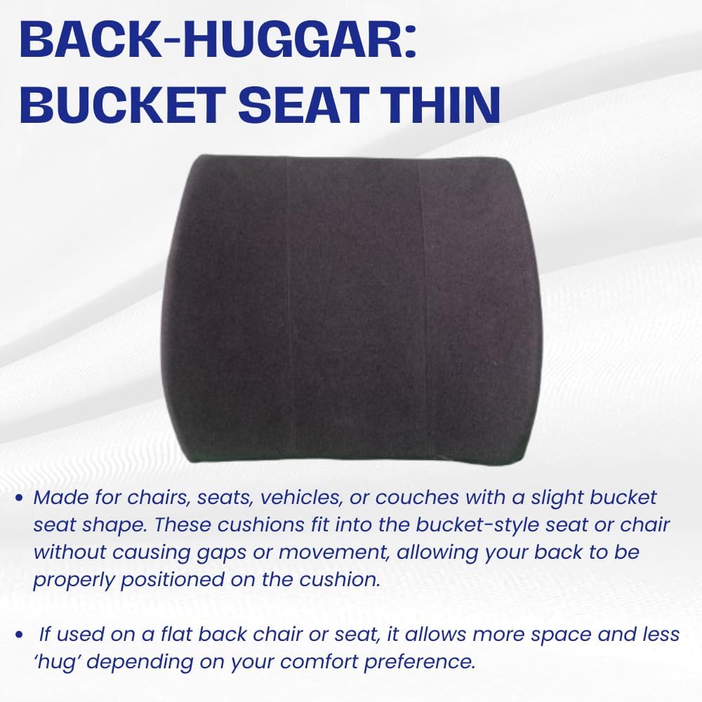 Back-Huggar - Thin - Bucket Seat Style - The Original Lumbar Cushion Black